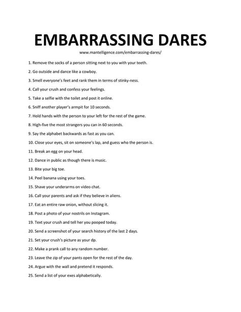 bad truth or dare questions|250+ Embarrassing Dares for Truth or Dare